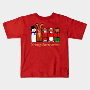 Christmas Wooden Peg Doll T-Shirt Kids T-Shirt